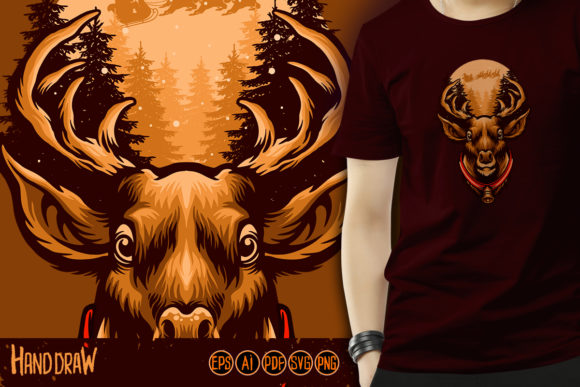 Christmas Deer Head Illustrations for Seasonal Branding