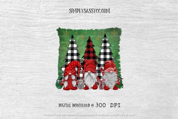 Christmas Gnomes, Buffalo Plaid Trees Illustrations