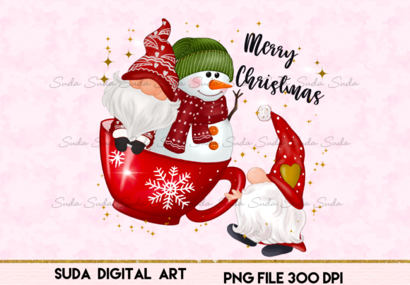 Christmas Gnomes Cup Snow Sublimation Illustrations