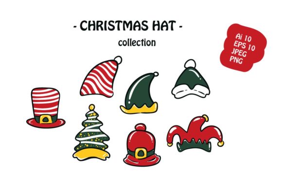 Christmas Hat 7 Icon Pack Illustration for Crafting and Design