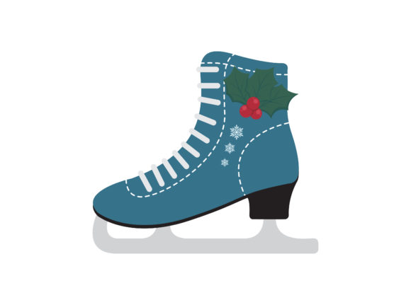 Christmas Ice Skate Shoes Illustration