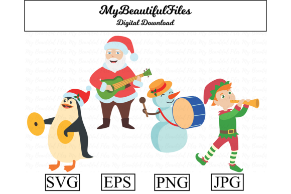 Christmas Musicians Clipart Illustration for Branding and Marketing