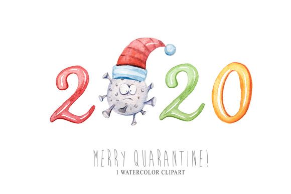 Christmas Quarantine Clipart. Pandemic Illustrations