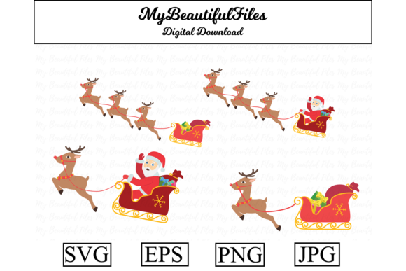Christmas Sleigh Clipart Illustration for Handmade Creations