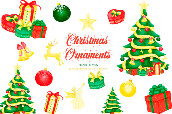 Christmas Tree and Presents Clipart for Branding and Marketing