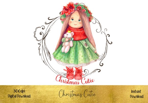 Cute Little Christmas Girl Illustration