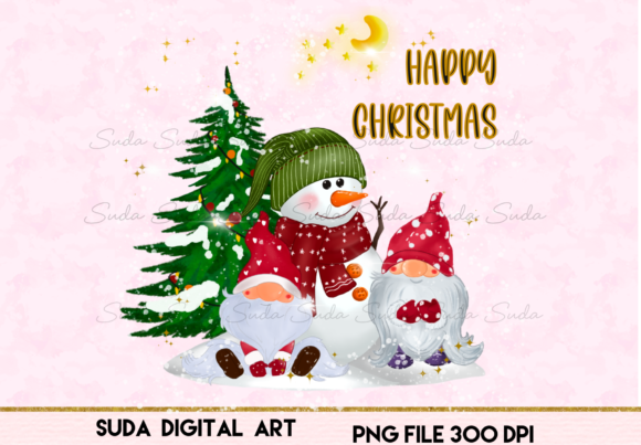 Gnomes Christmas Cute Snow Sublimation Illustrations