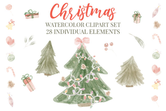 Watercolor Christmas Clipart Set for Festive Illustrations
